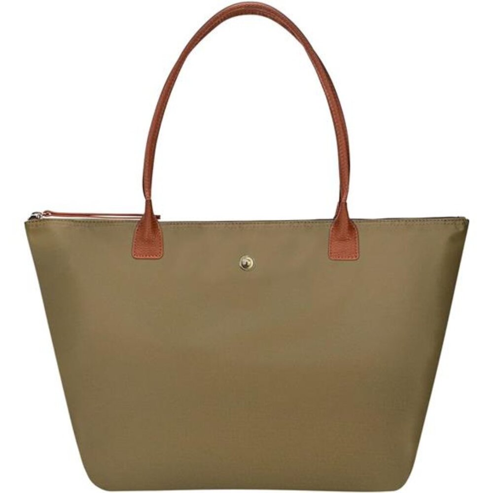 Dark Green Shoulder Tote Bag for Women, Nylon Top-Handle Purse, Foldable Bags